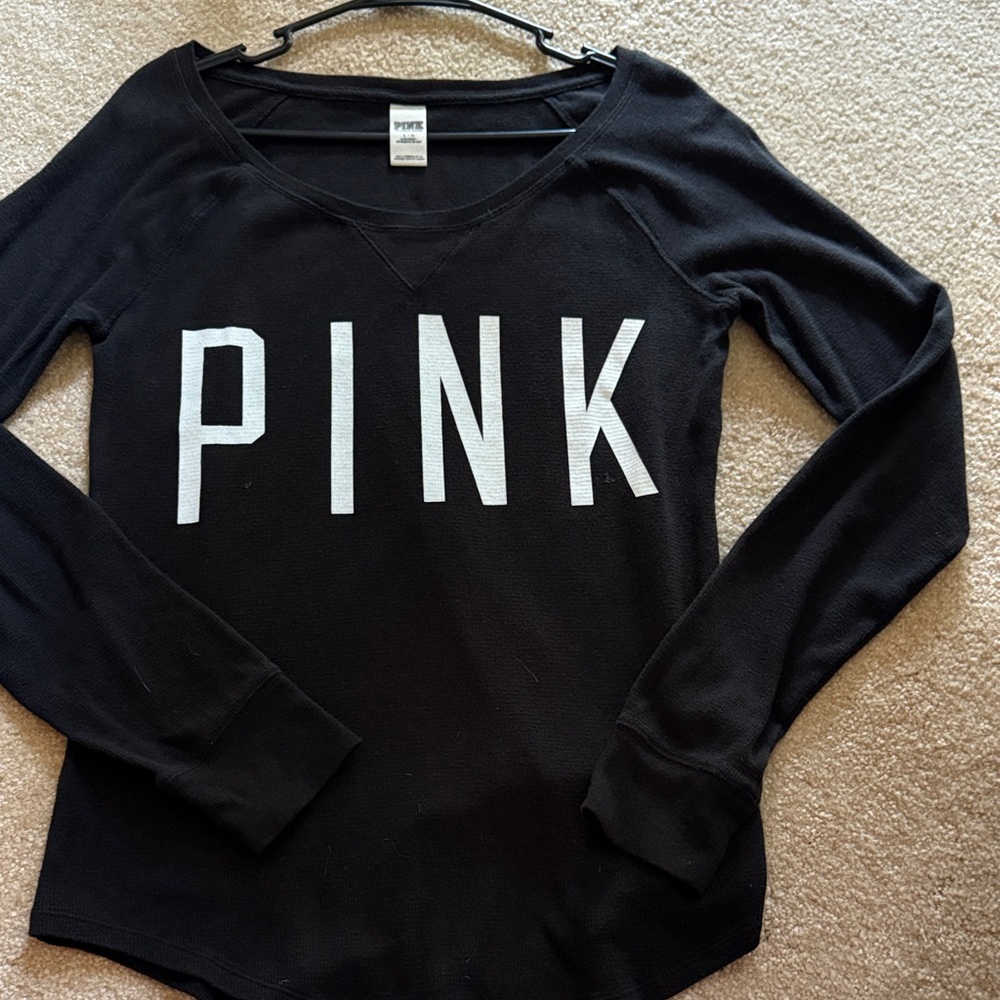 PINK Victoria's Secret Black Sweatshirt with White Logo